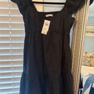 NWT Abercrombie & Fitch Black Ruffle-Sleeve Casual Dress